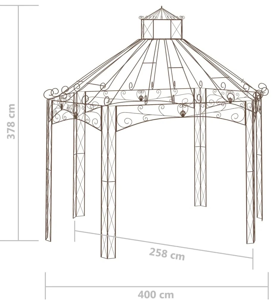 Pavilhão de jardim 400x258x378 cm ferro castanho antigo