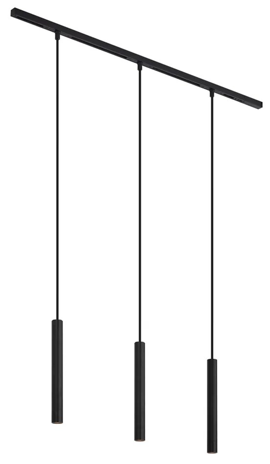 Modern railsysteem met 3 hanglampen zwart 1-fase - Slimline Keno