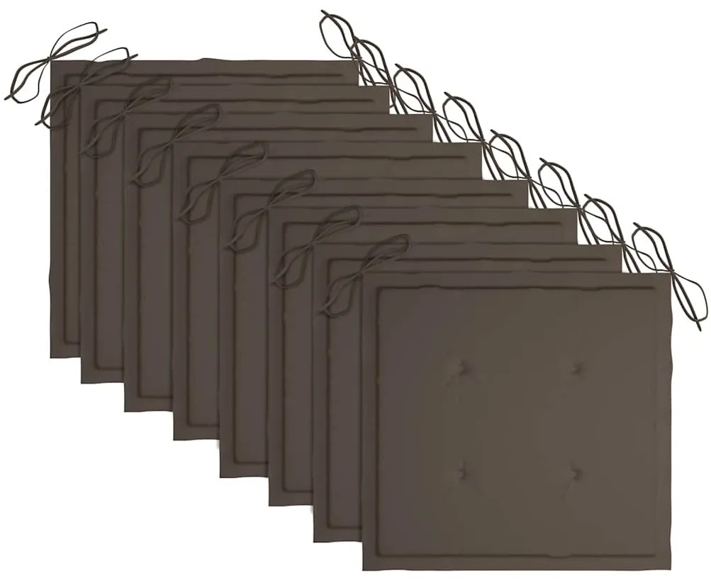Cadeiras de jardim dobráveis 8 pcs c/ almofadões acácia maciça