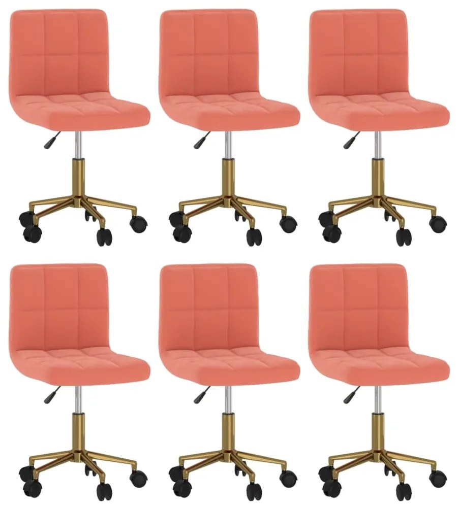 vidaXL Cadeiras de jantar giratórias 6 pcs veludo rosa