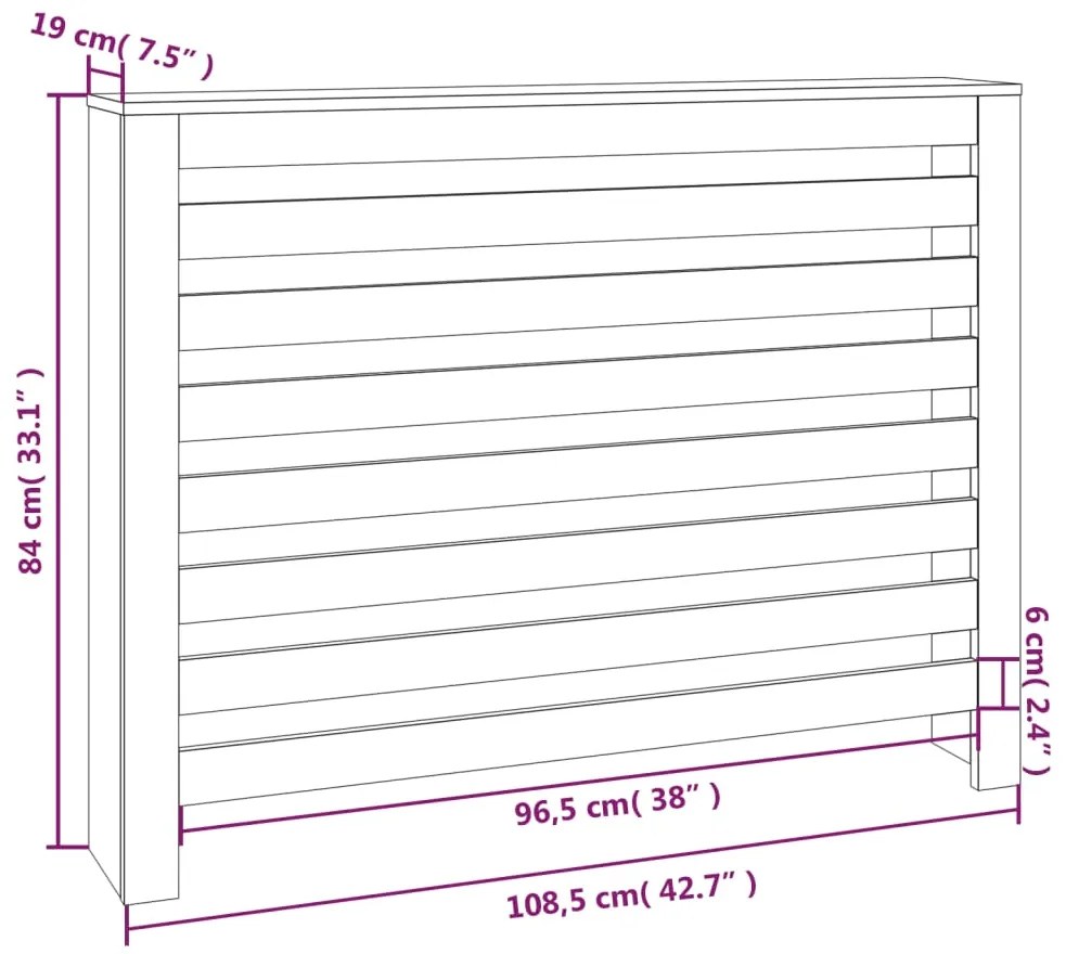 Cobertura de radiador 108,5x19x84 cm pinho maciço