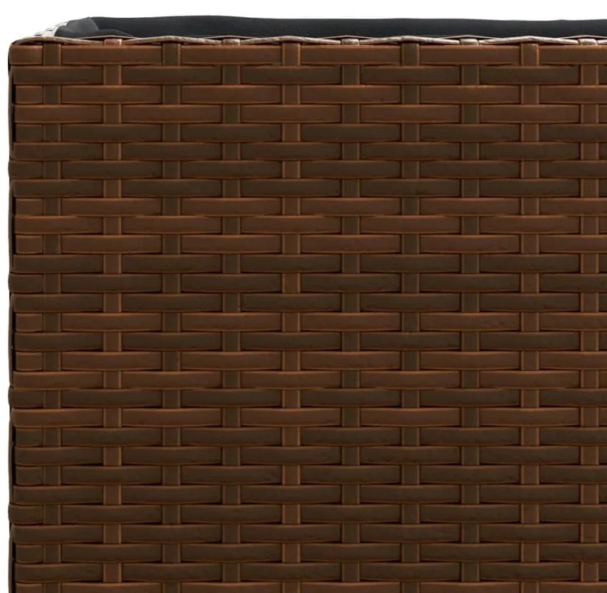 Canteiro jardim com 3 vasos 105x30x32 cm vime PE castanho