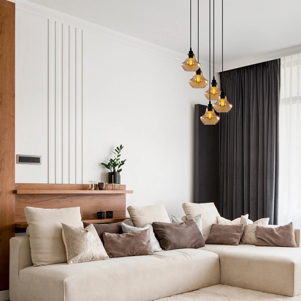 Candeeiro de Teto Chandelier Gold – Dourado e Preto – 51 x 51 cm