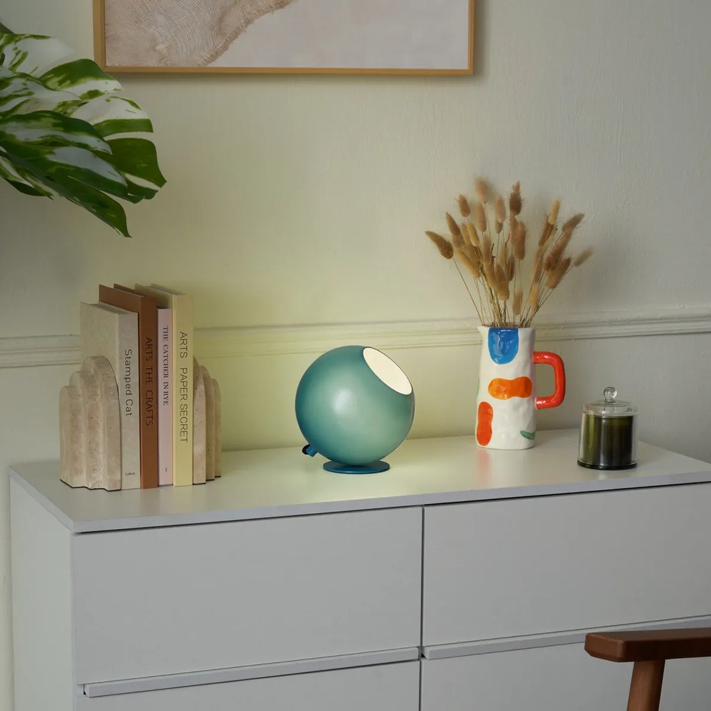 Candeeiro de Mesa Retro Azul com Vidro - Mabel