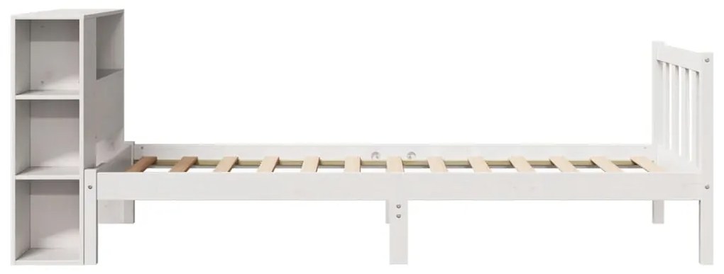 Cama com estante sem colchão 90x190 cm pinho maciço branco