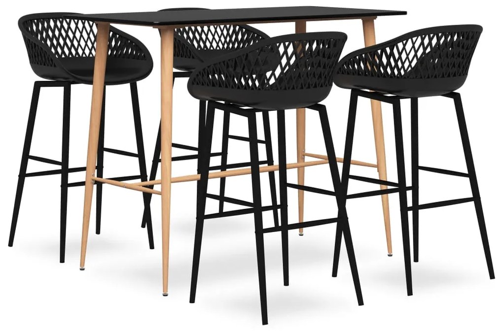 vidaXL 5 pcs conjunto de bar preto
