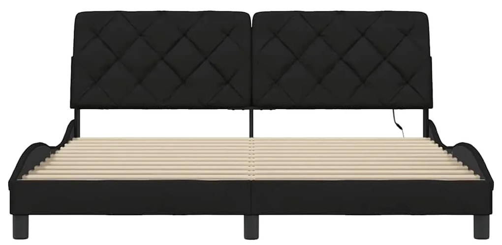 Estrutura de cama com LED sem colchão 180x200 cm tecido preto