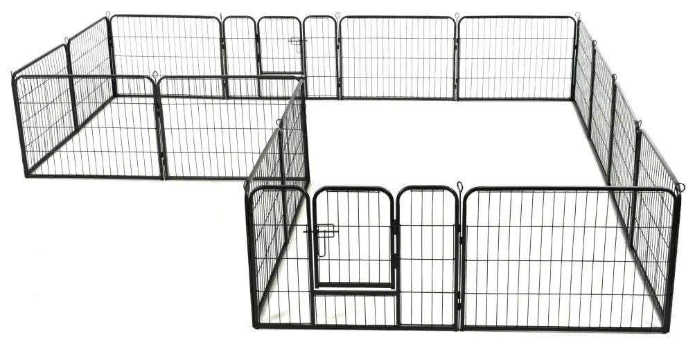 Parque para cães 16 painéis aço 60x80 cm preto