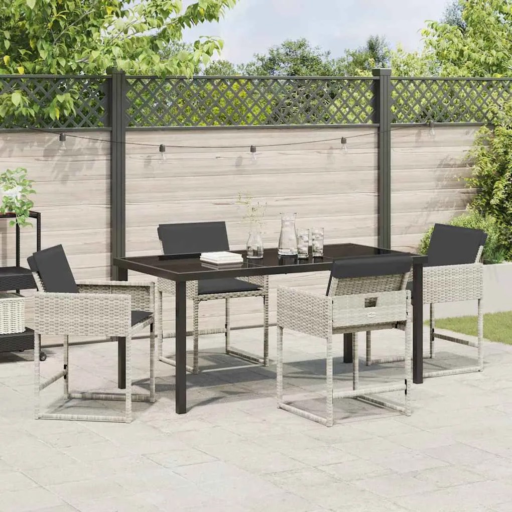 Conjunto de Jantar para Jardim de 5 Peças com Almofadas Cinza Claro em