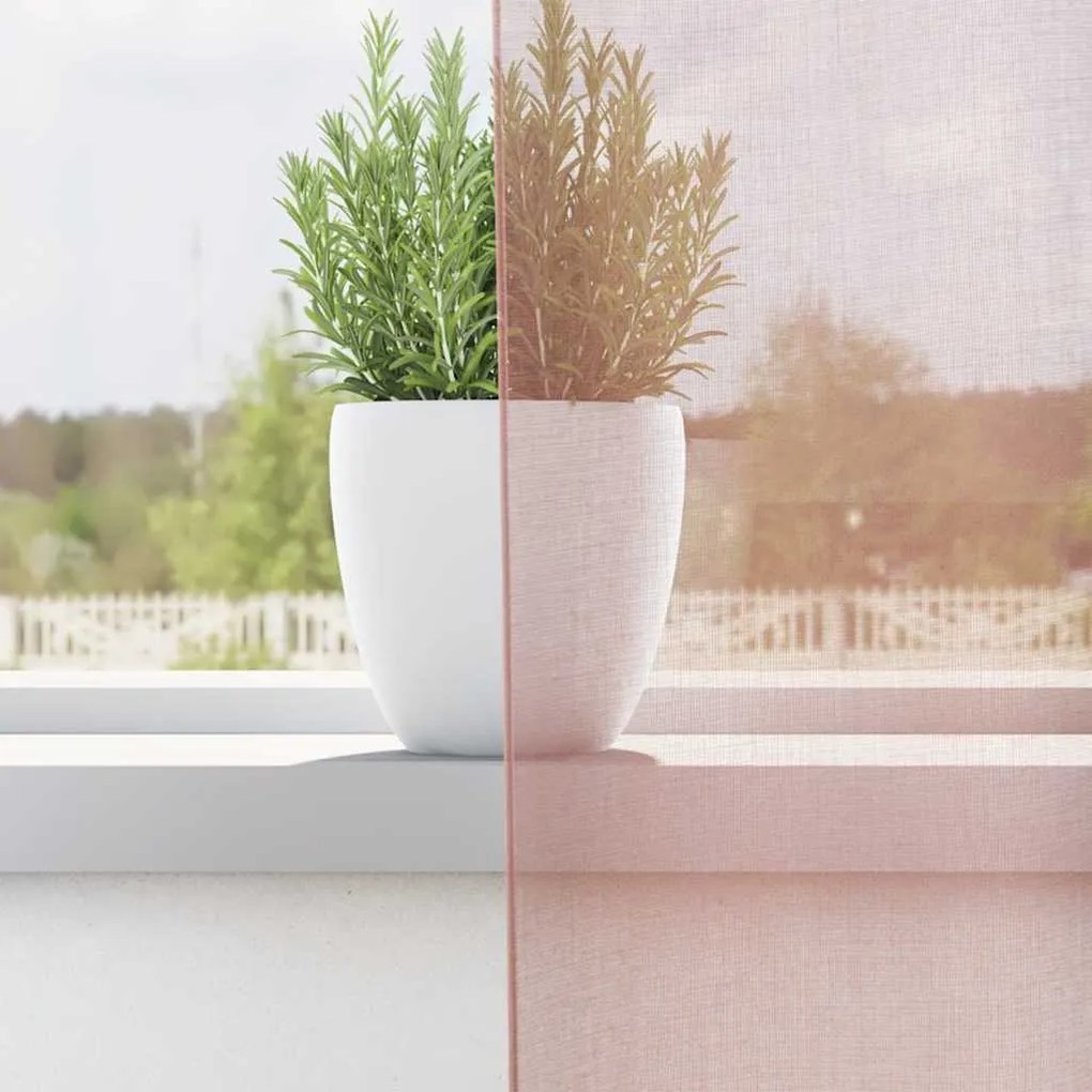 Cortinas de voile com ilhós 2 pcs rosa 140x300 cm