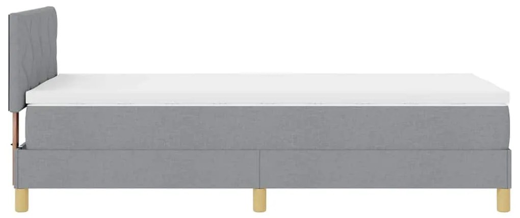 Cama Box com Colchão &amp; LED Cinzento-Claro 90x200 cm Tecido