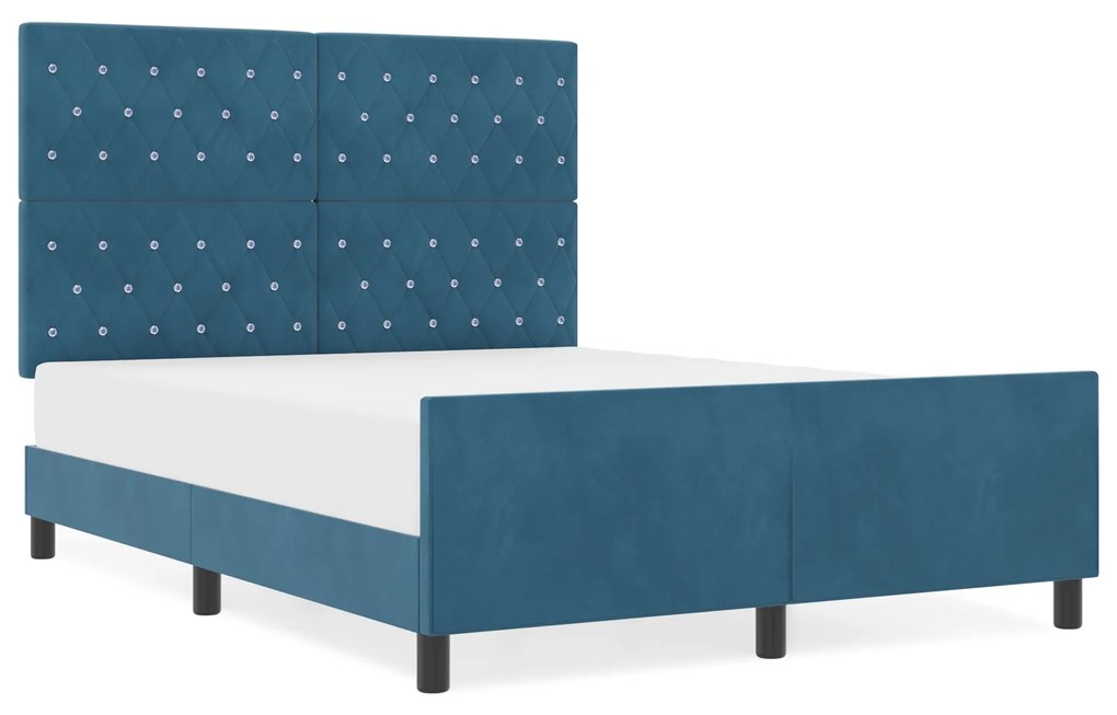 Cama vidaXL Azul Escuro 160x200 cm Veludo