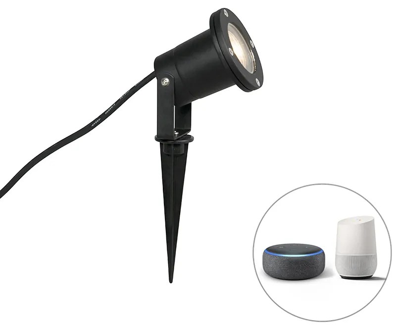 LED Foco de jardim inteligente industrial preto com WiFi GU10 IP65 - Basic Moderno