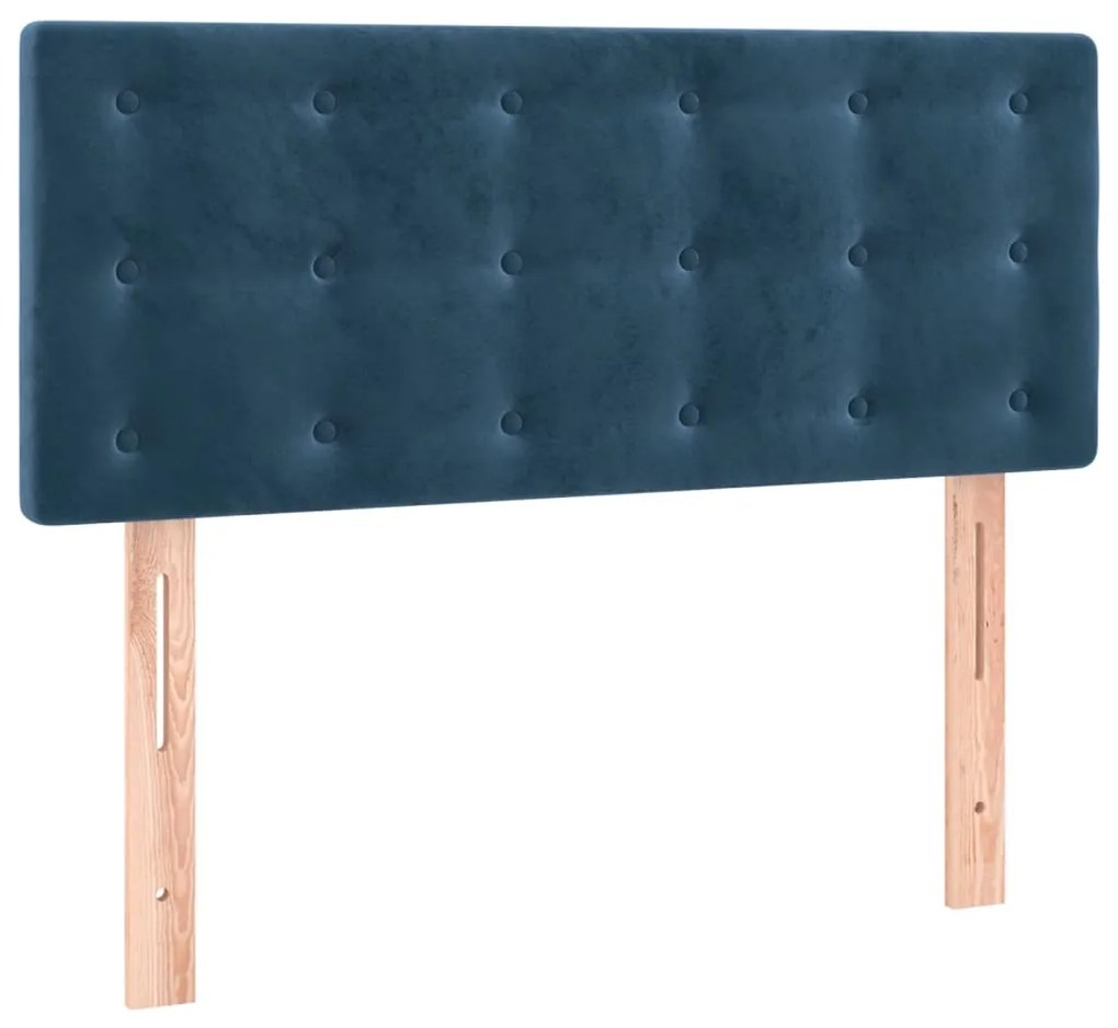 Cama box spring c/ colchão/LED 100x200 cm veludo azul-escuro