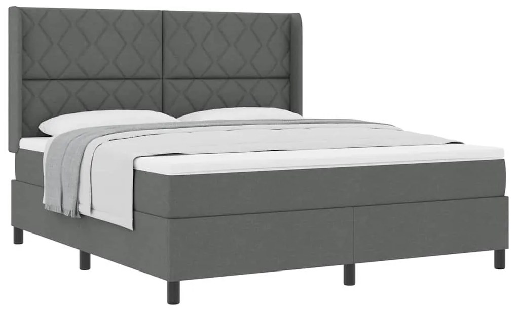 Cama box com colchão Cinza Escuro 180x200 cm em tecido