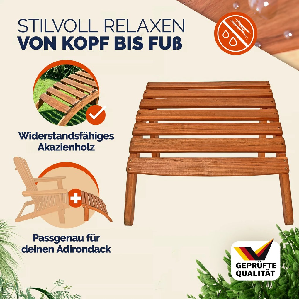 Apoio para os pés para cadeira Adirondack 48x46x32cm castanho