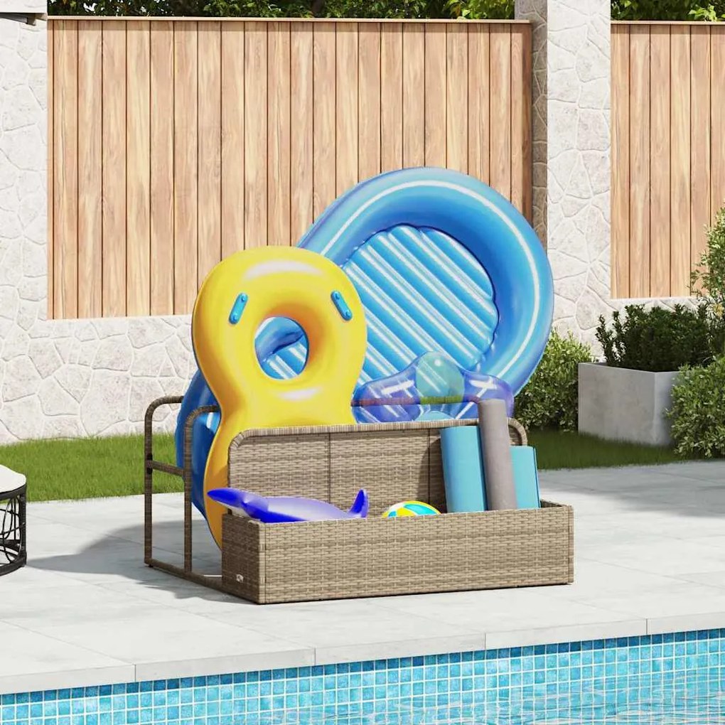 Armazenamento de bóias junto à piscina 110x100x57 cm vime PE