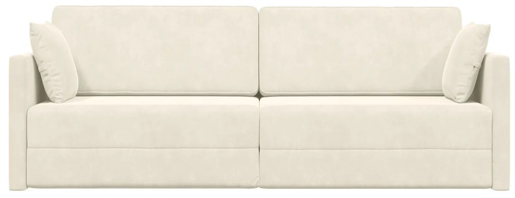 Sofá Cama de Chão 2 em 1 Creme 213x144x60 cm Veludo