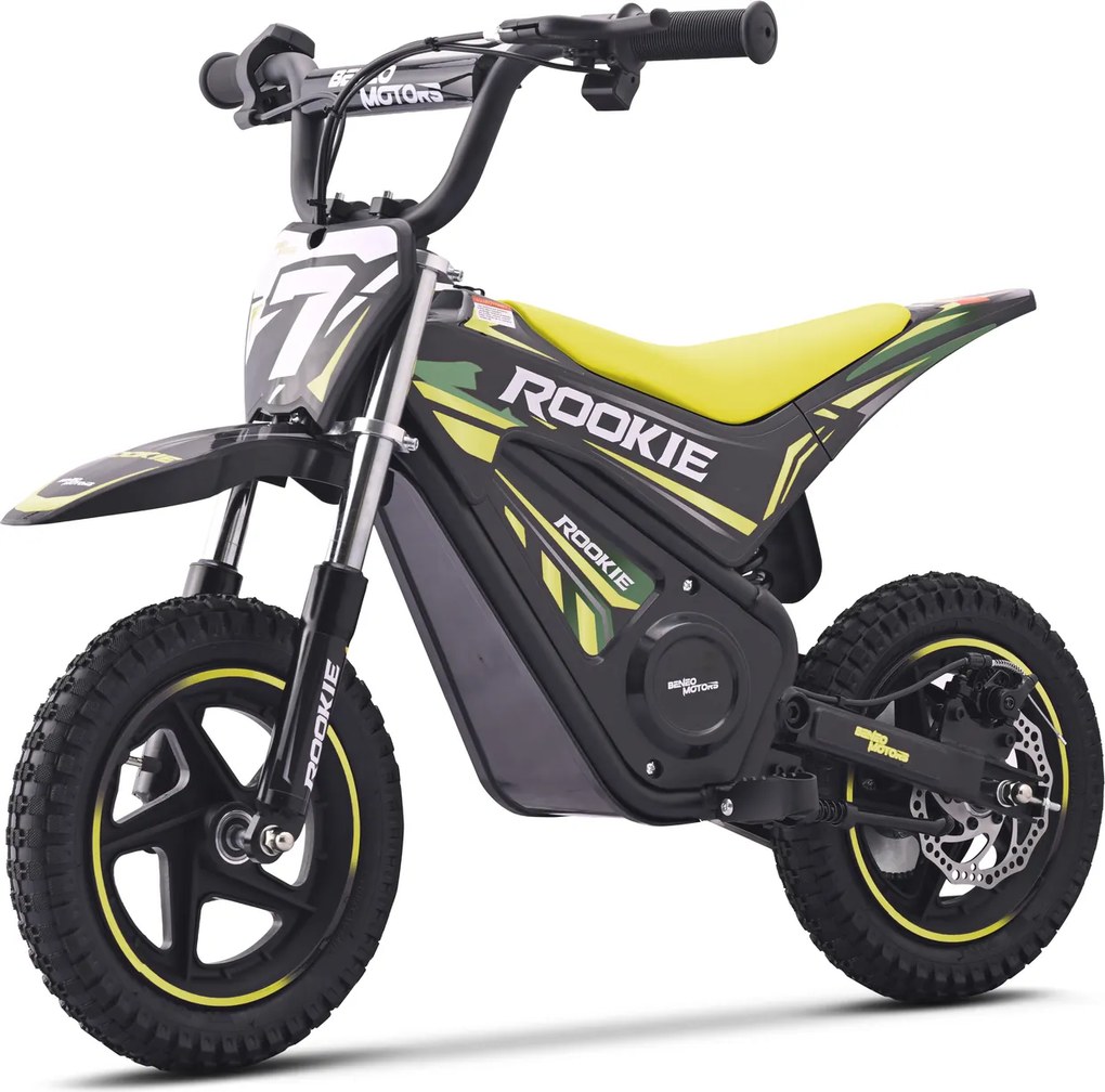 Mota elétrica para crianças ROOKIE 24 V (12"), bateria de lítio, motor sem escovas de 250 W, travão de disco Verde Amarelada