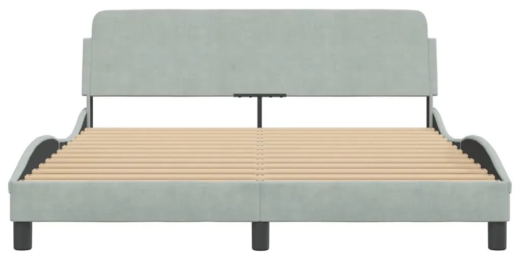 Estrutura de cama sem colchão 160x200 cm veludo cinzento-claro