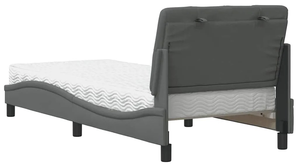 Cama com colchão 90x190 cm tecido cinzento-escuro