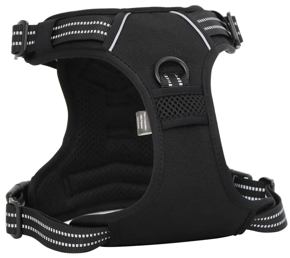 Peitoral para cães com faixas refletoras ajustável L preto