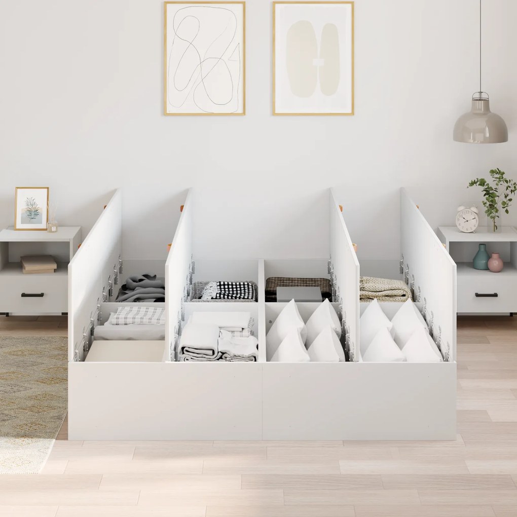 Cama de Armazenamento vidaXL Branca 140x190 cm