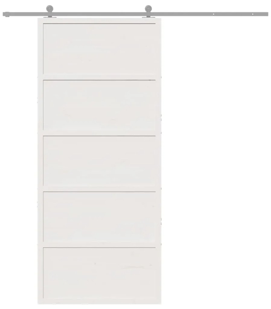 Porta de celeiro 90x208 cm madeira de pinho maciça branco