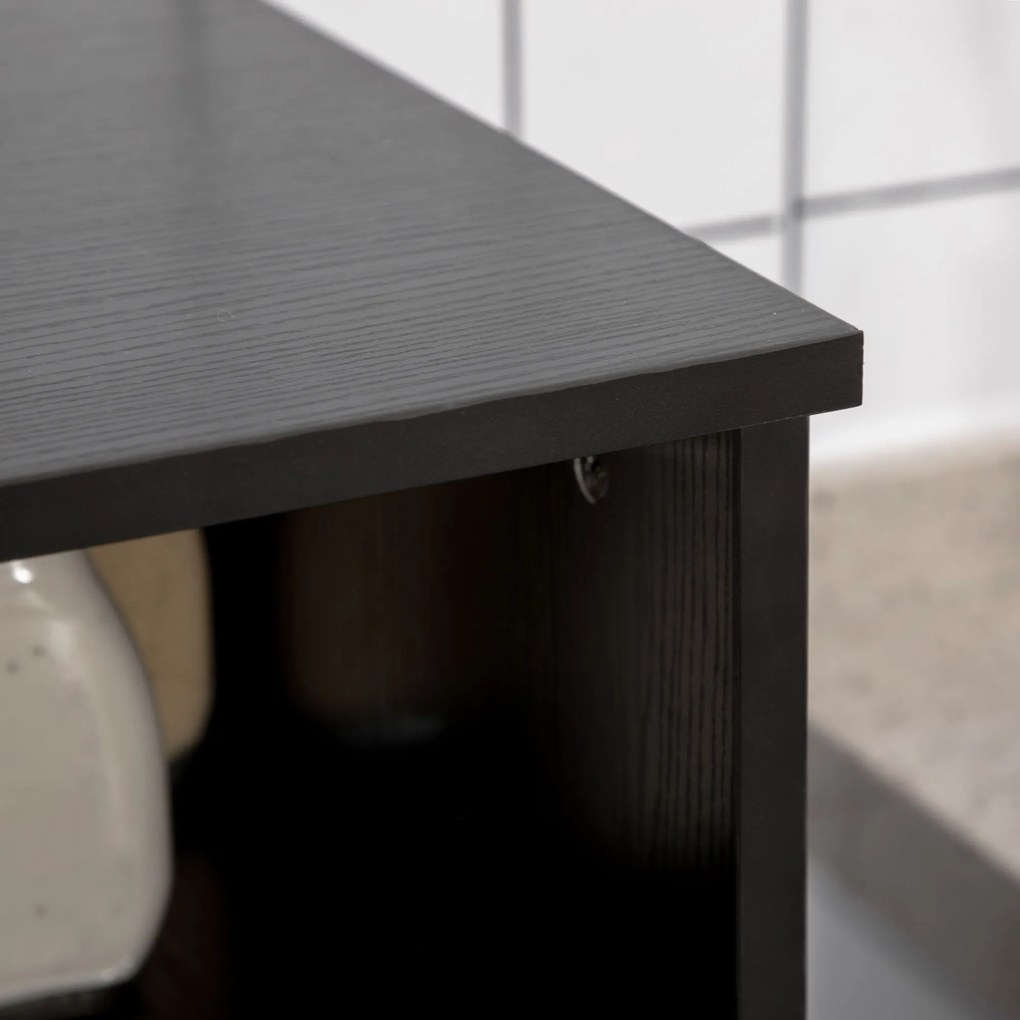 Aparador Auxiliar "Gourmet" de Cozinha - 90x40x120 cm - Preto - Design