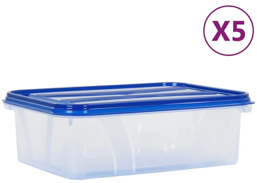 vidaXL Recipientes para alimentos com tampas 5 pcs PP