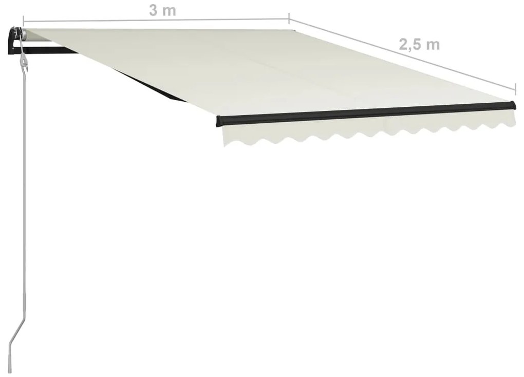 Toldo retrátil com sensor de vento e LED 300x250 cm cor creme