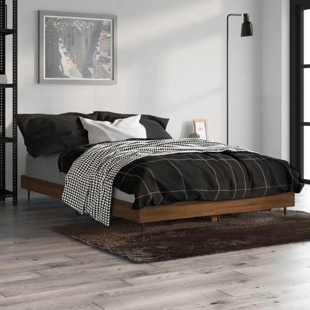 Estrutura cama s/ colchão derivados madeira carvalho castanho