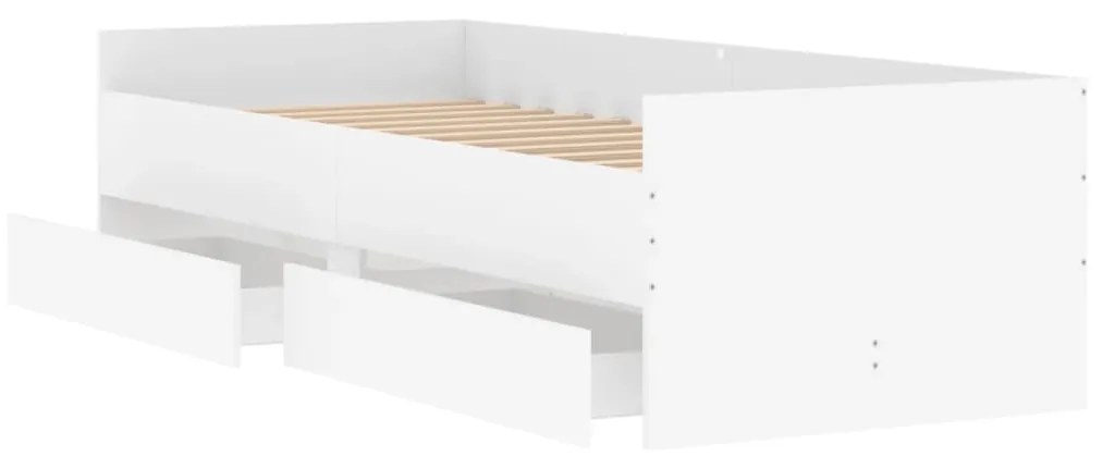 Estrutura cama de solteiro pequena c/ gavetas 75x190 cm branco