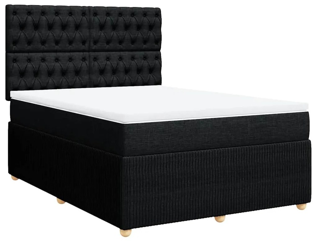 Cama com molas/colchão 140x200 cm tecido preto