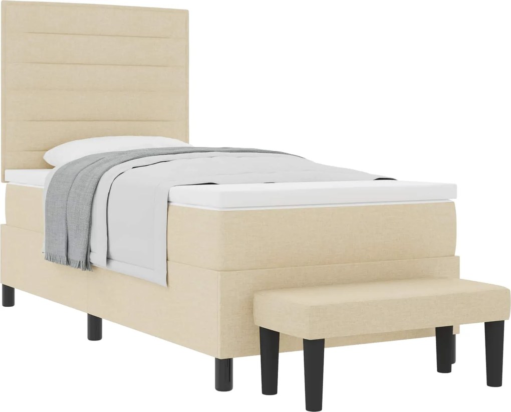 vidaXL Cama Box com colchão com cabeceira Creme 80 x 200 cm tecido
