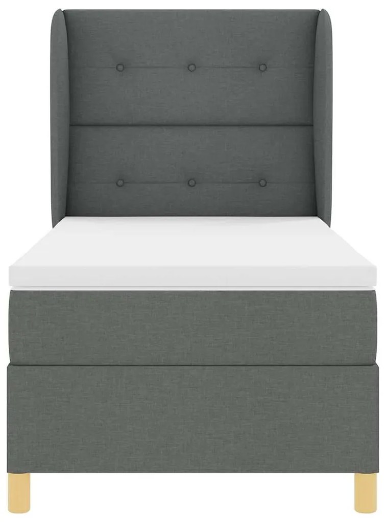 Cama Box Spring vidaXL com Colchão Cinza Escuro 90x200 cm Tecido