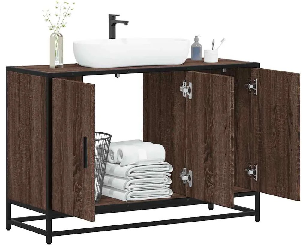 vidaXL Armário lavatório WC 90x33x60cm deriv.madeira carvalho castanho