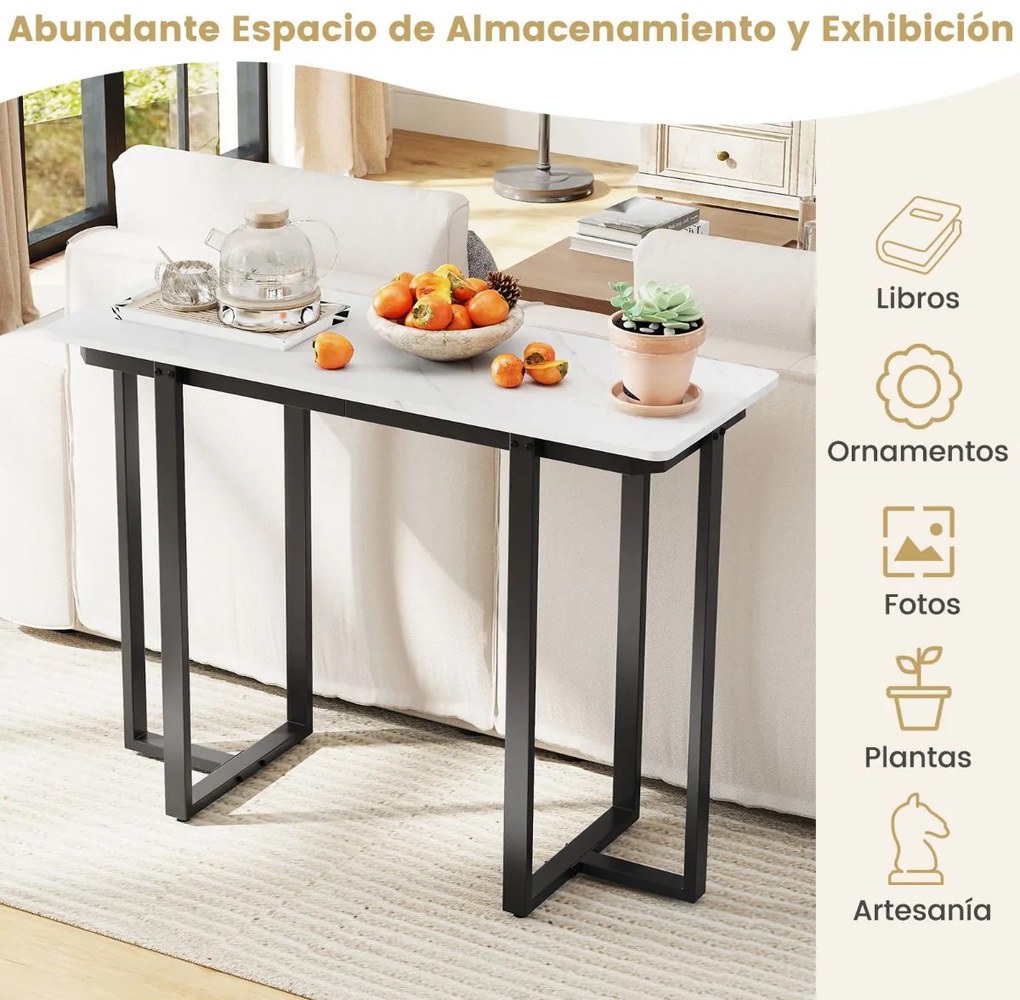 Mesa Consola Mesa de Entrada Moderna em Mármore Artificial 107 x 40 x 79,5 cm Preto e Branco