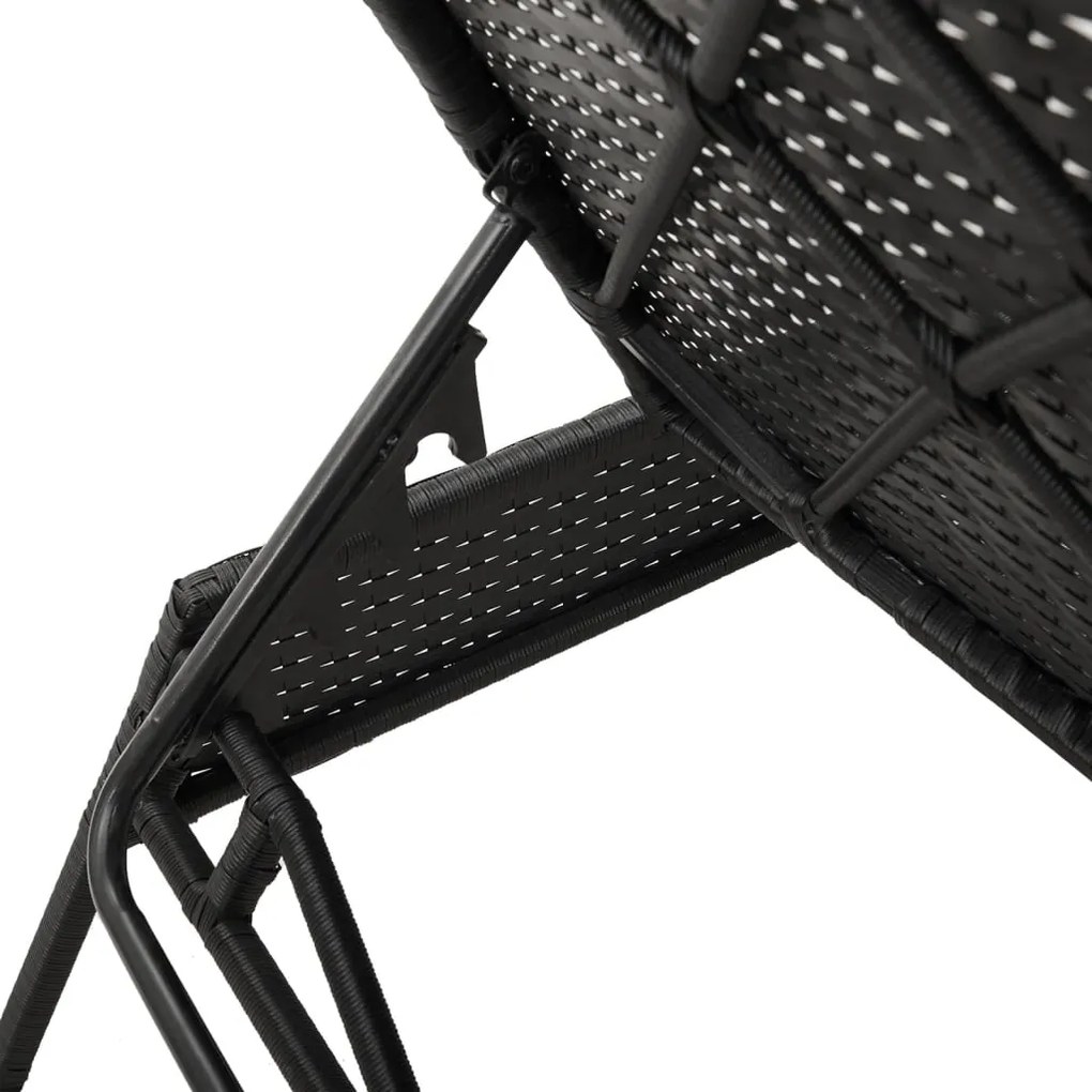 Espreguiçadeiras com mesa 2 pcs vime PE preto