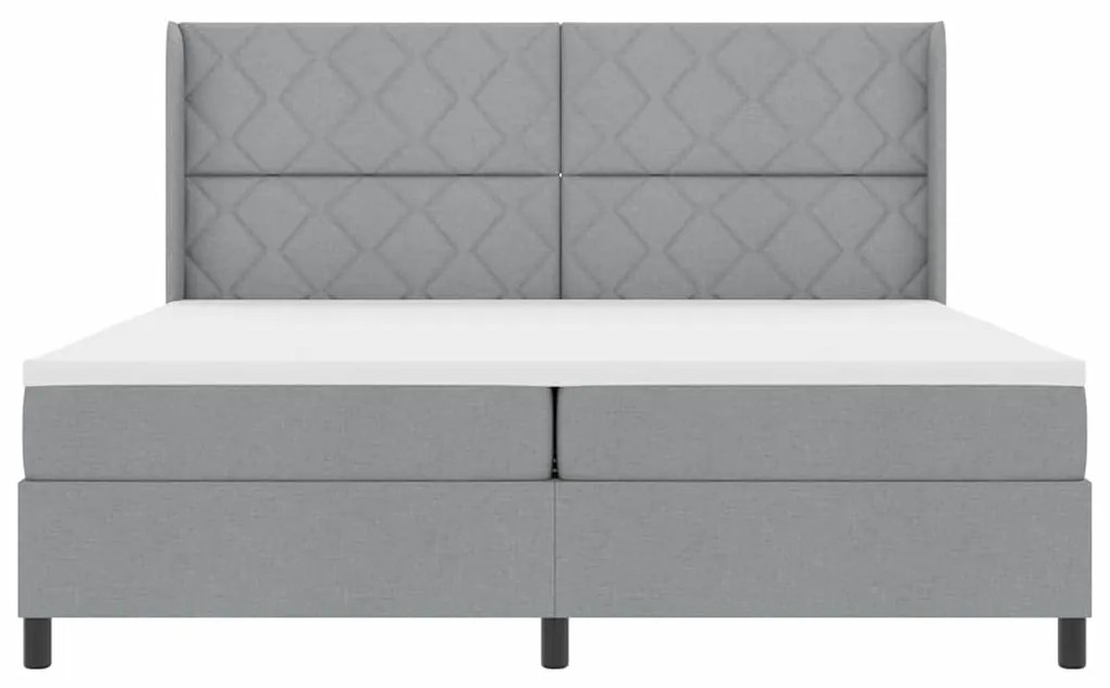 Cama com Estrado e Colchão Cinza Claro 200 x 200 cm Tecido