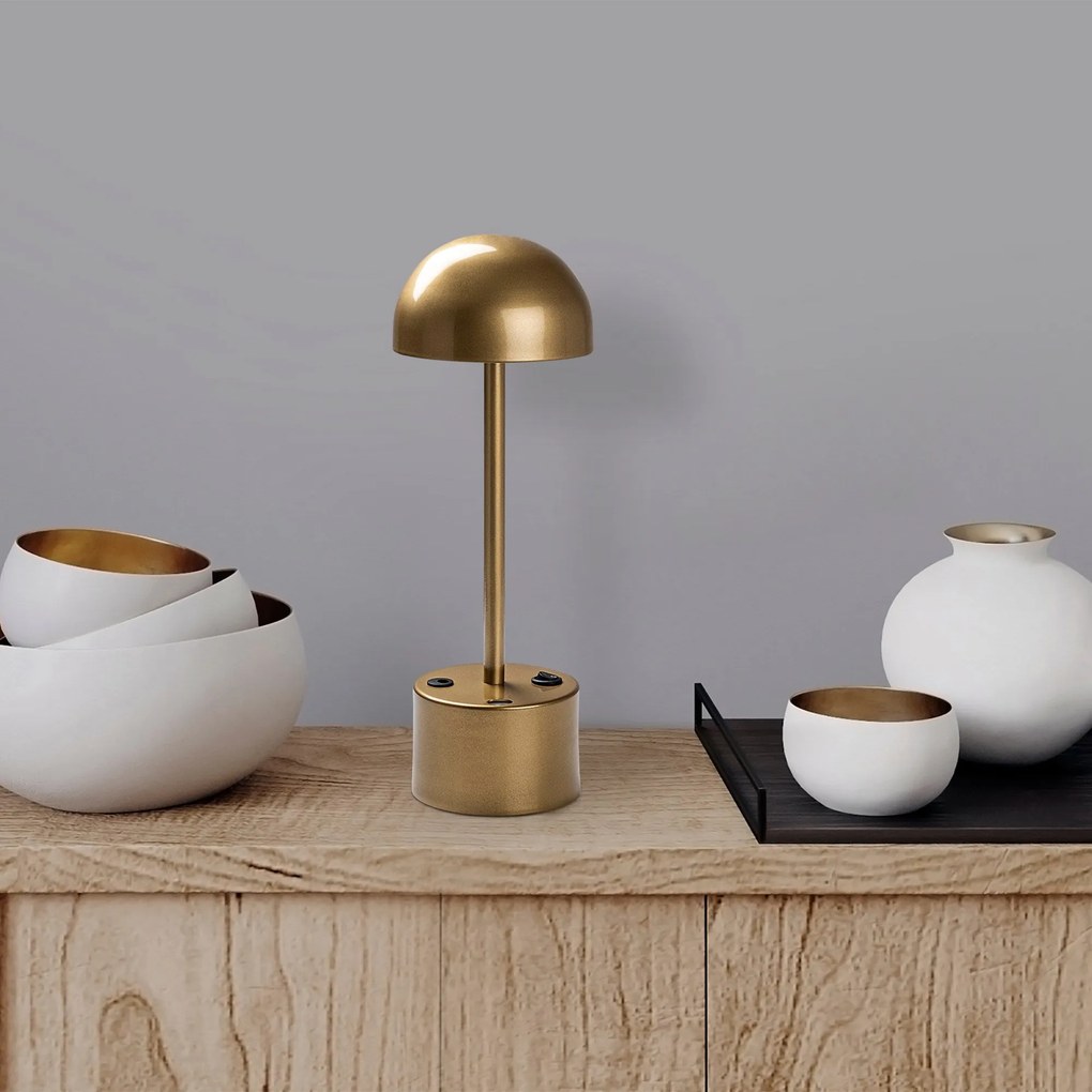 Candeeiro de Mesa Sept – Dourado – Diâmetro 10 cm Altura 29 cm
