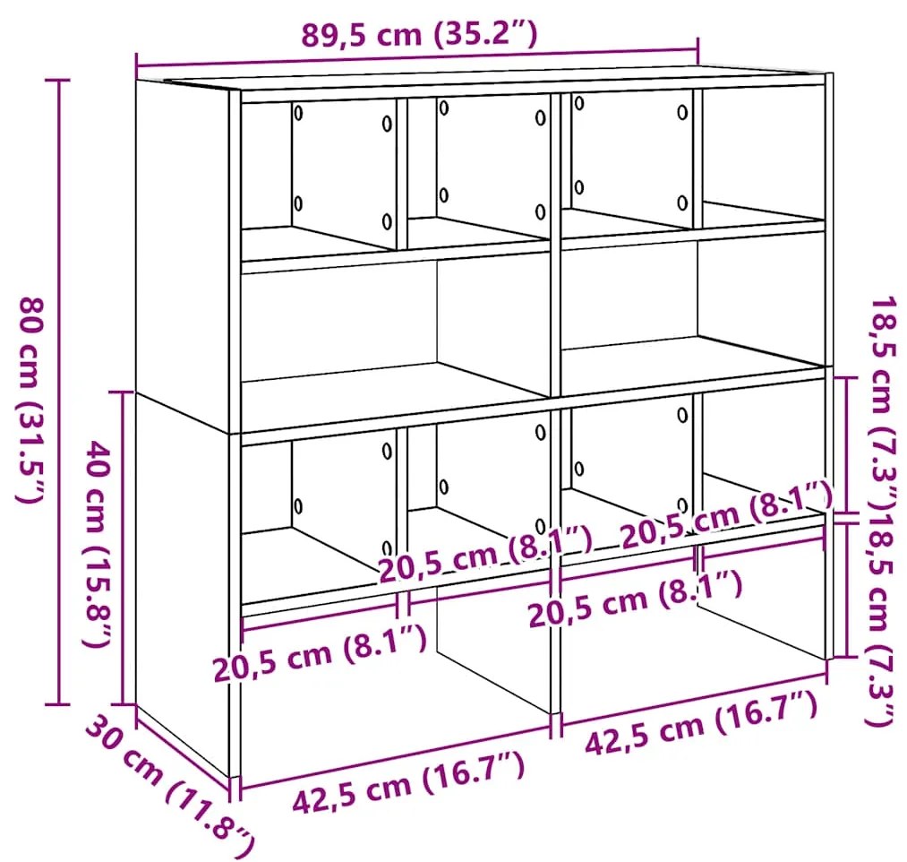Sapateiras 2 pcs empilháveis 89,5x30x40 cm cinzento sonoma