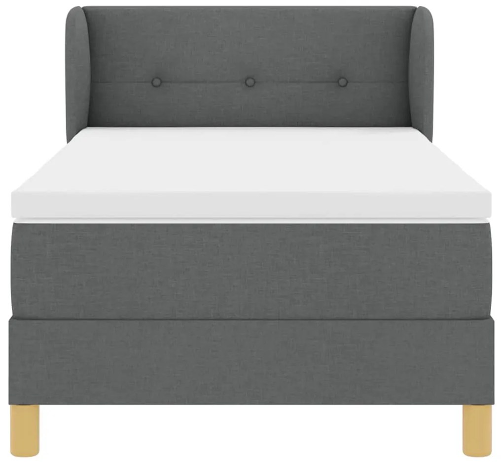 Cama Box com Colchão vidaXL em Cinza Escuro, 90x190 cm, Tecido