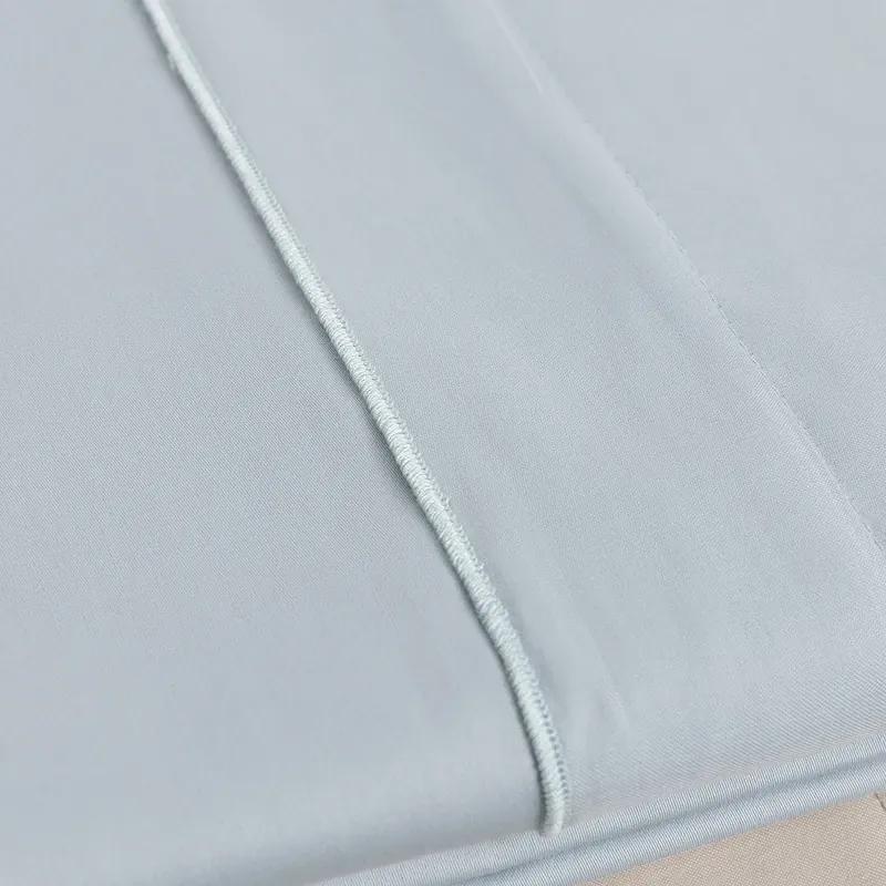 Jogo de lençóis 100% algodón cetim 300 fios: Azul Cama 160cm - 1 lençol superior 240 x 290 cm + 1 lençol capa ajustável 160 x 200 + 30 cm + 2 fronhas almofada 50x70 cm