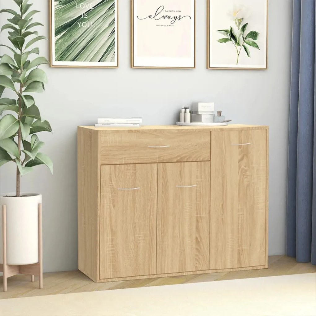 vidaXL Aparador 88x30x70 cm contraplacado cor carvalho sonoma