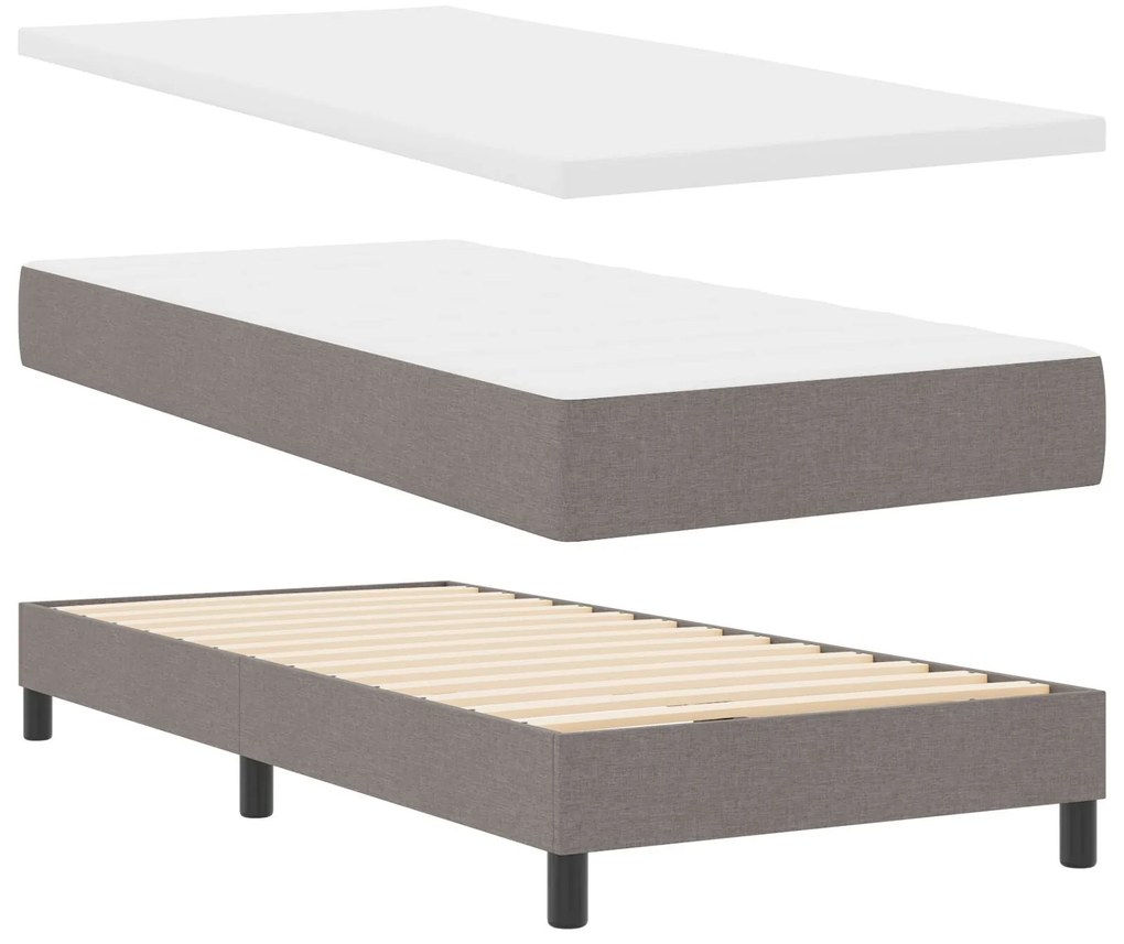 Cama Box Spring com colchão cinza 100x200 cm Tecido