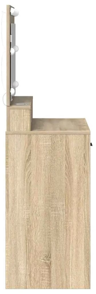 Mesa de Maquiagem vidaXL com Luzes LED Carvalho Sonoma 79x41x135 cm