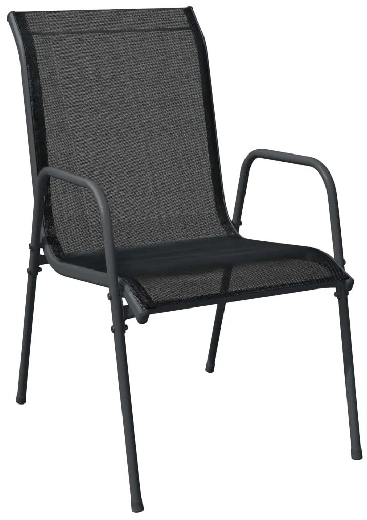 Cadeiras de jardim 4 pcs aço e textilene preto