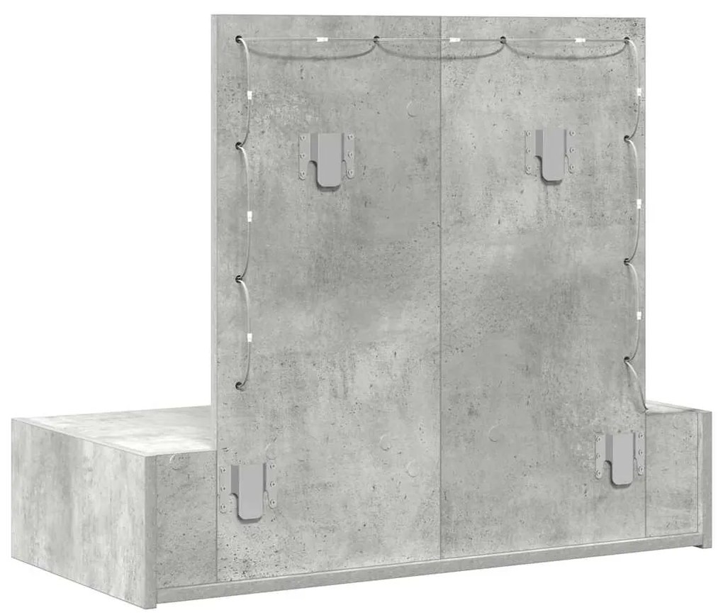 Mesa de Maquiagem Montada na Parede com Luzes LED Cinza Concreto