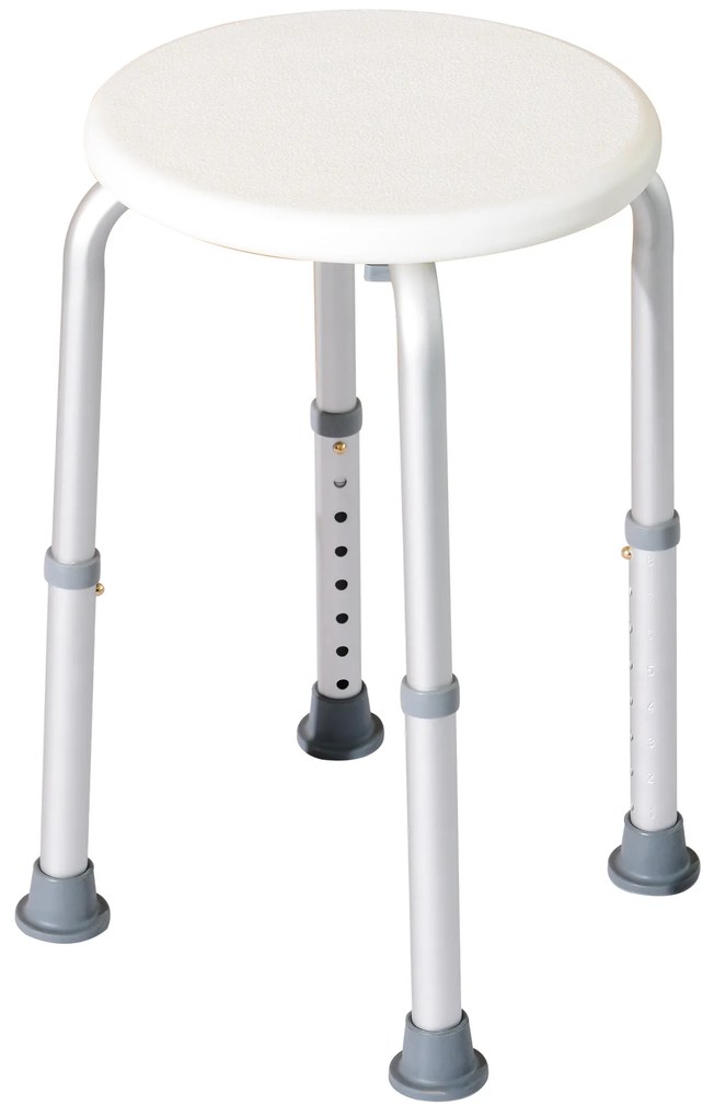 HOMCOM Banco de Duche Banco de Segurança para Duche com Altura Ajustável 32,2x41x35,5-54cm Branco